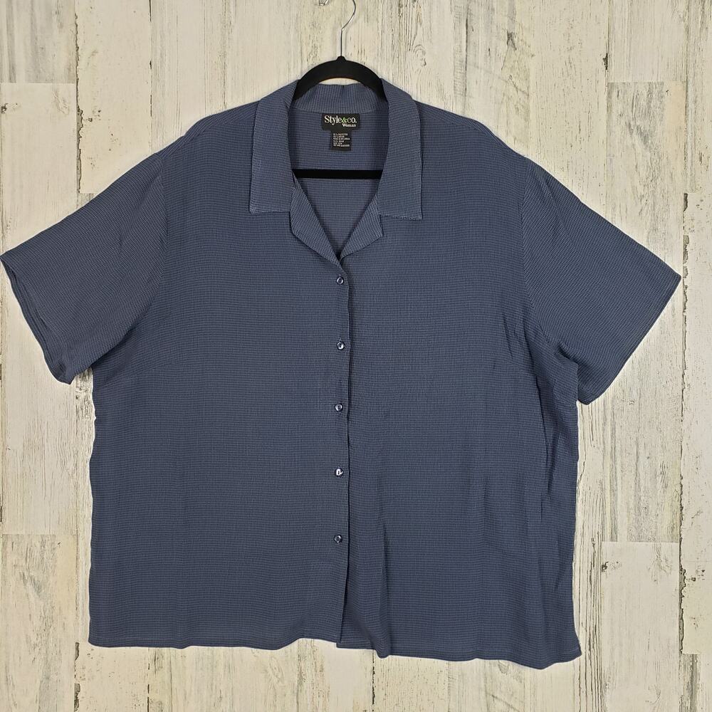 Style & Co Blue Plaid Pajama Lounge Shirt & Pants Set Women's Size 22W